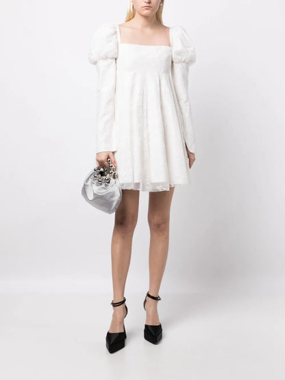 Romantic Juliet-Sleeved Short Dress