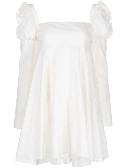 Romantic Juliet-Sleeved Short Dress