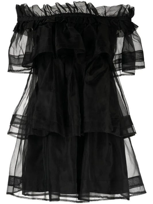 Petal Layered Silk Mini Dress