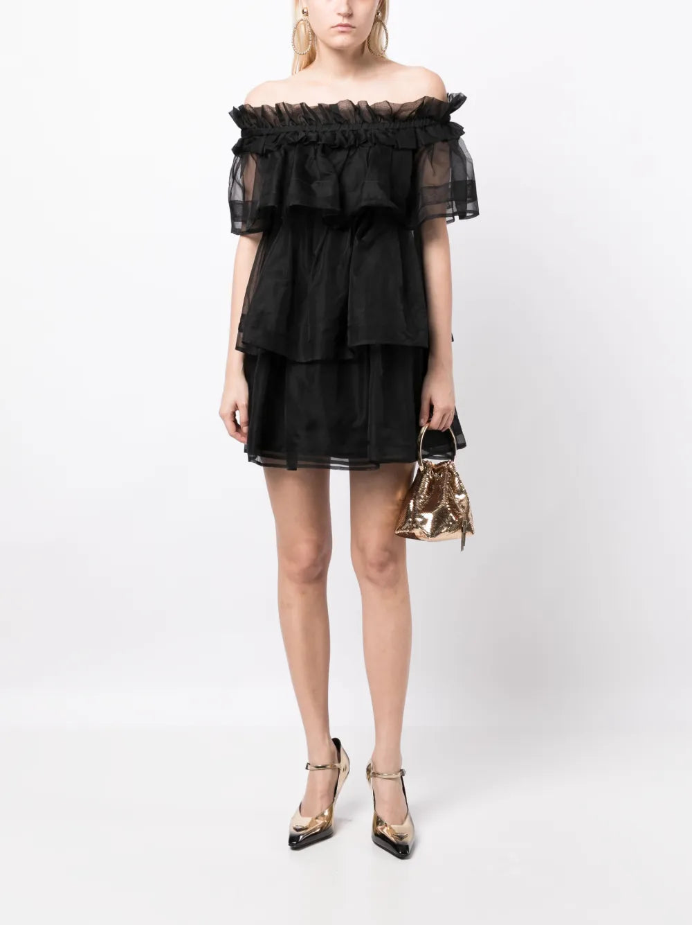 Petal Layered Silk Mini Dress