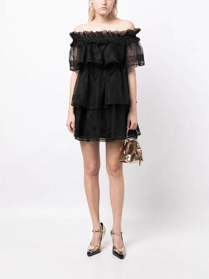 Petal Layered Silk Mini Dress