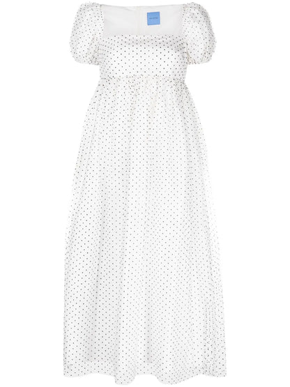 Samantha Micro-Dot Print Midi Dress