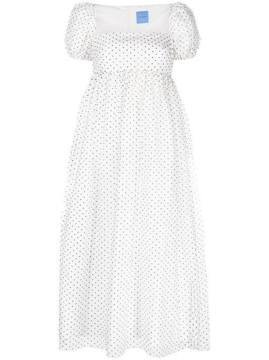 Samantha Micro-Dot Print Midi Dress