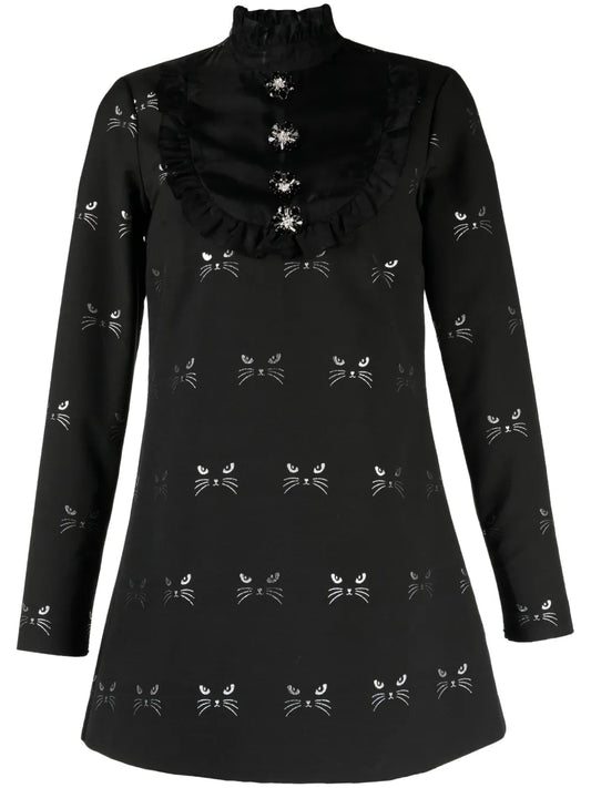 Tempo Patterned Jacquard Mini Dress