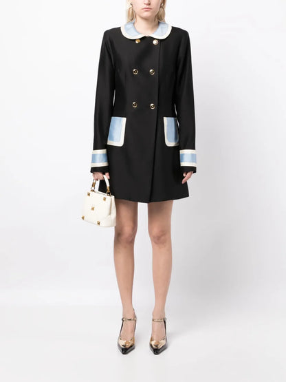Broadcast Colour-Block Double-Breasted Coat