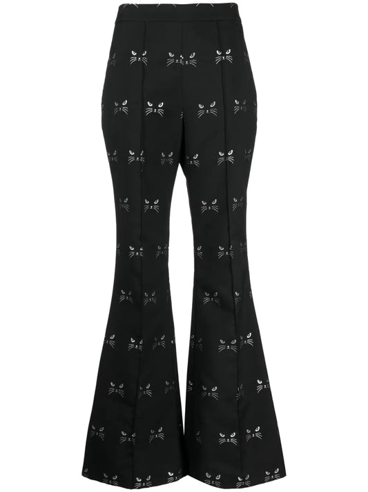 Circa 72 Patterned Jacquard Flared Trousers