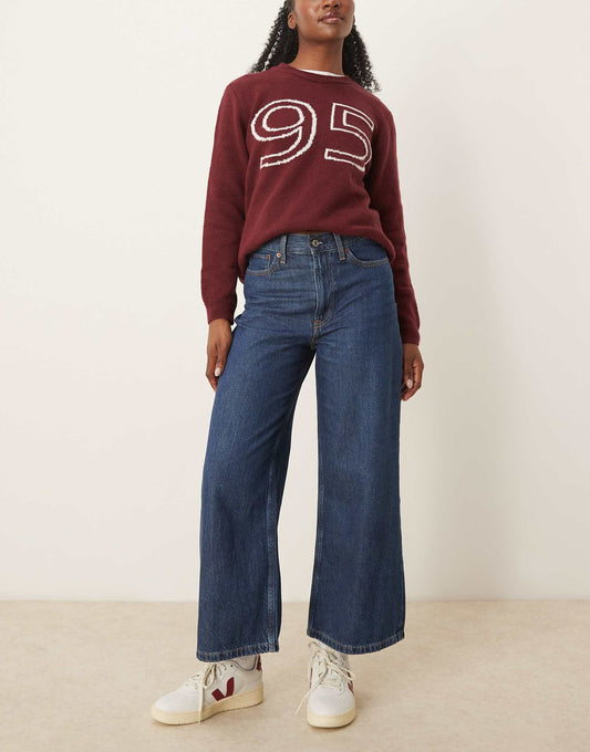 High Rise Cropped Wide Leg Jean
