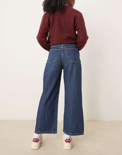 High Rise Cropped Wide Leg Jean