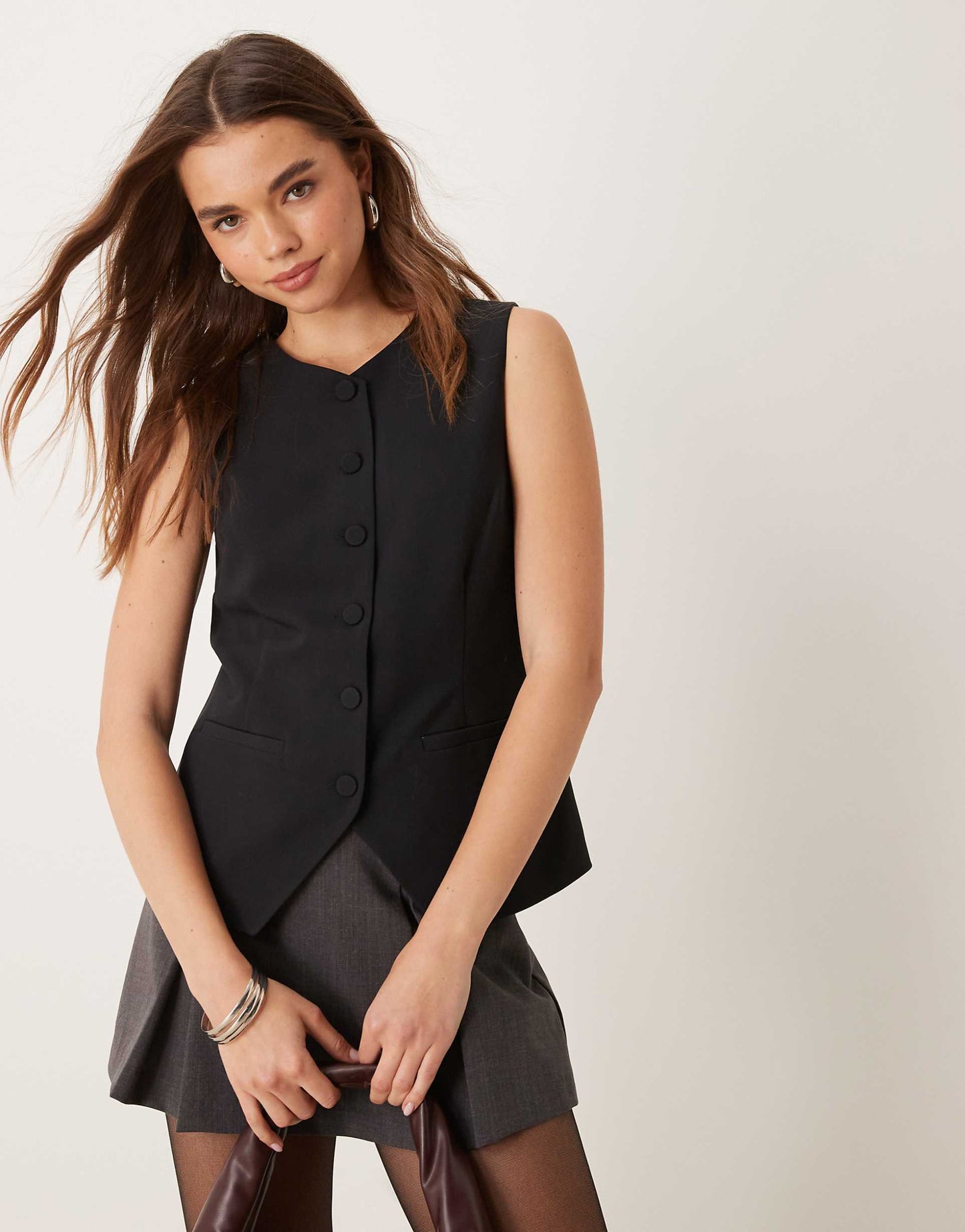 High Neck Tailored Vest