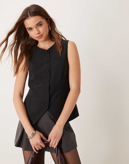 High Neck Tailored Vest