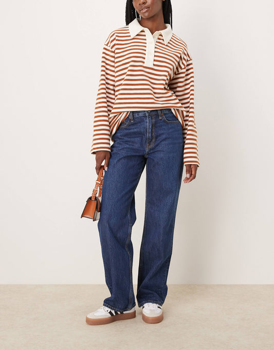 High Rise Loose Fit Straight Leg Jean