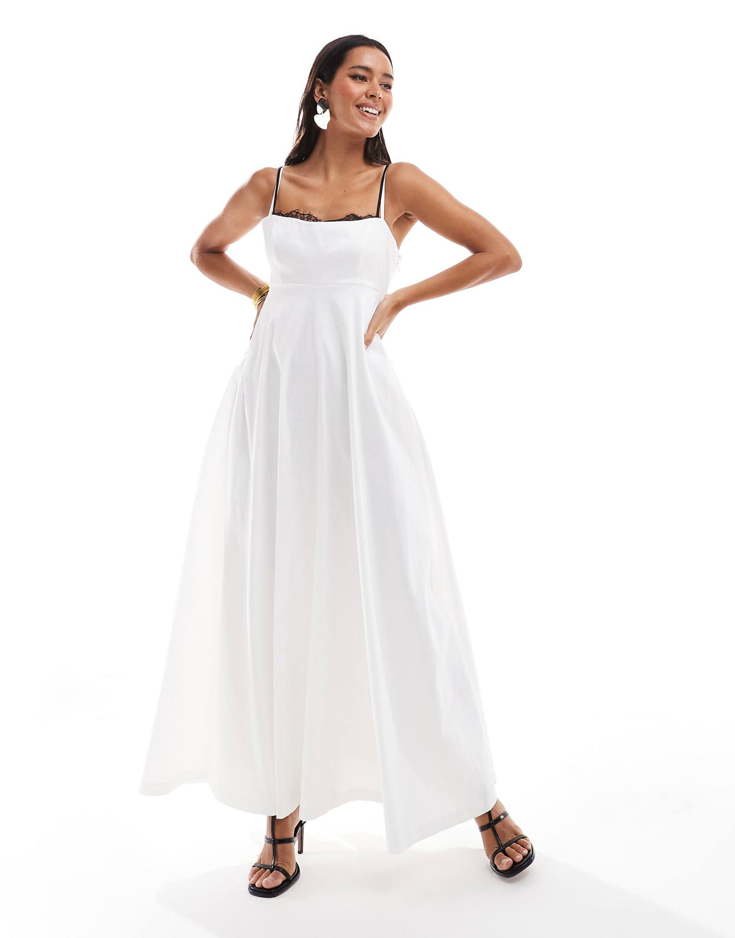 Dipped Waist Lace Maxi Dress