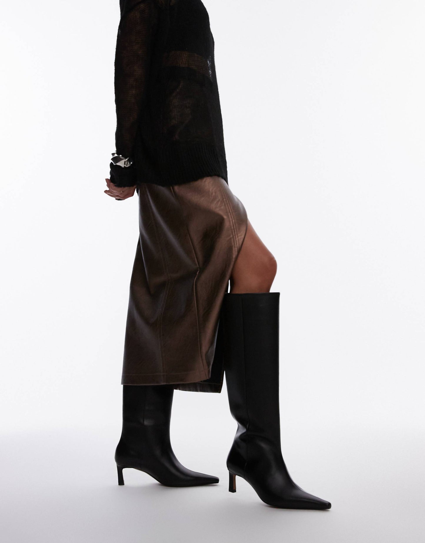 Taz Premium Leather Knee High Heeled Boots