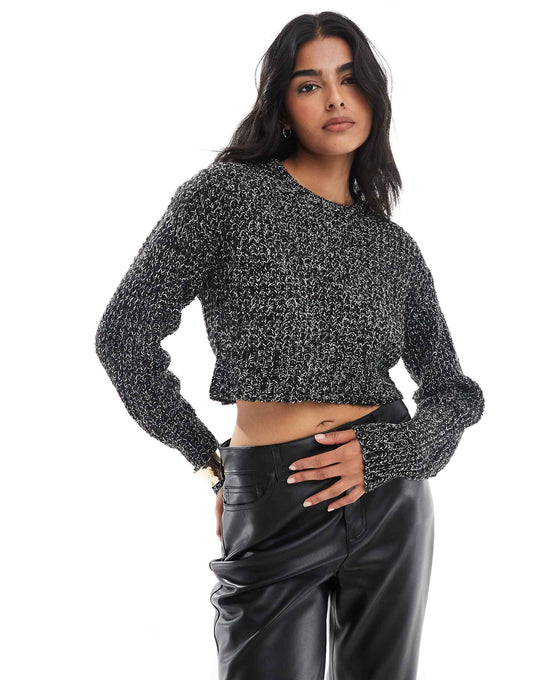 Cropped Boxy Ribbed Jumper
