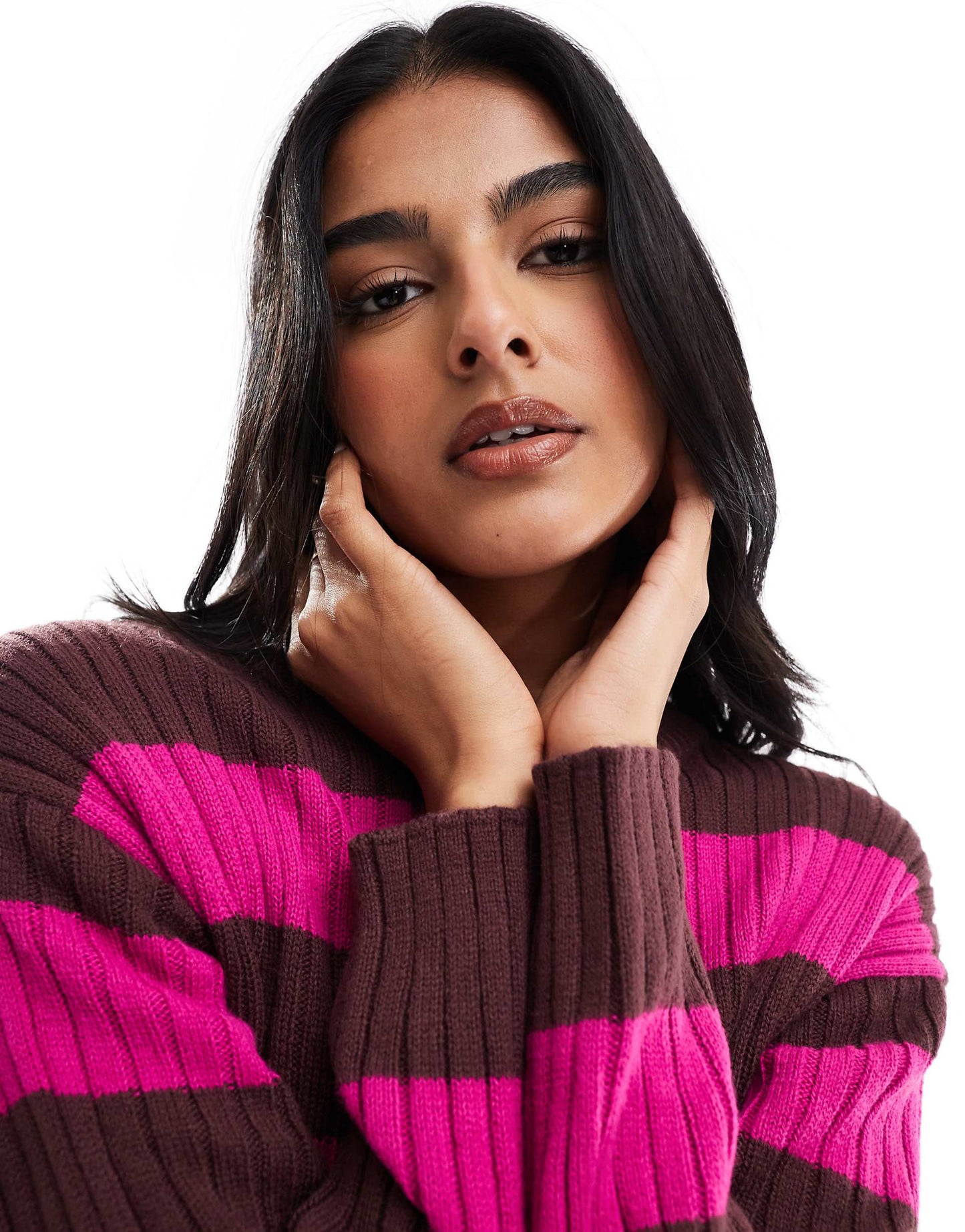 Cropped Boxy Stripe Ribbed Jumper