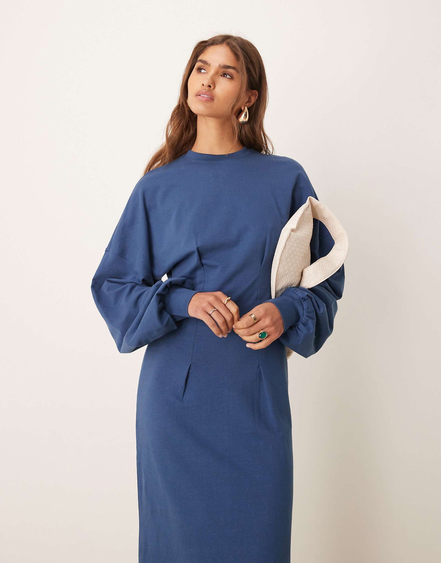 Waisted Sweat Midi Dress