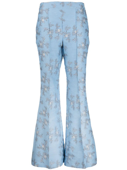 Circa 72 Floral-Jacquard Flared Trousers