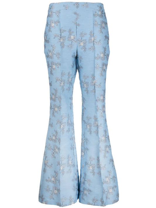 Circa 72 Floral-Jacquard Flared Trousers