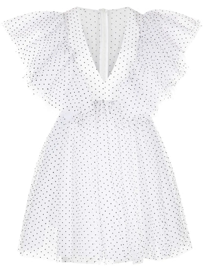 Tabetha Micro-Dot Print Flared Dress