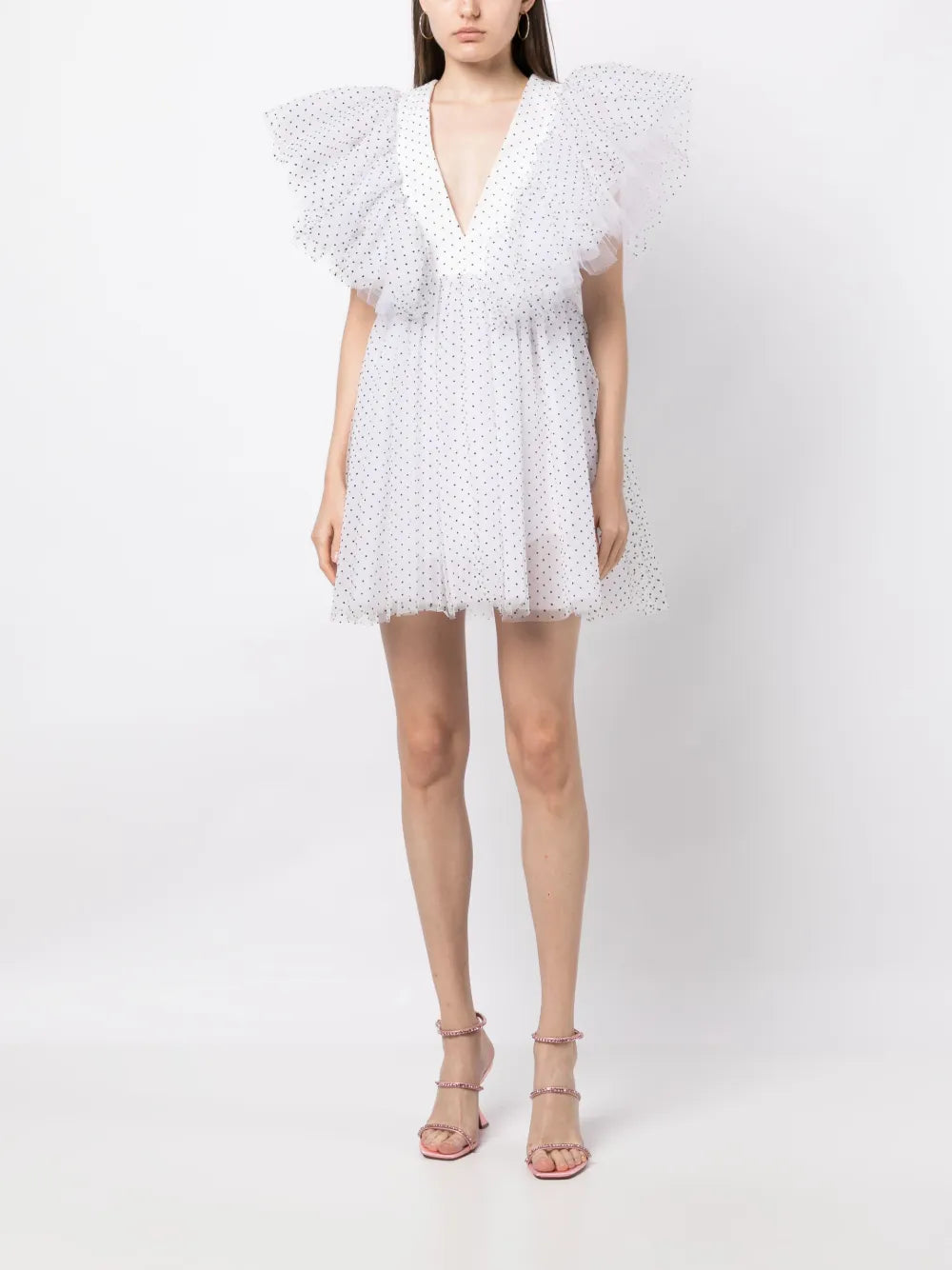 Tabetha Micro-Dot Print Flared Dress