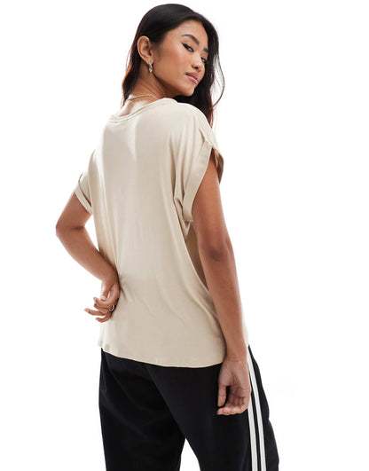 Satin Front T-Shirt With Turn Up Sleeve