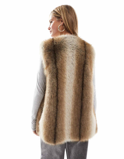 Collarless Faux Fur Gilet