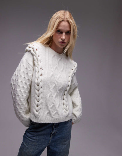 Knitted 3D Cable Relaxed Jumper