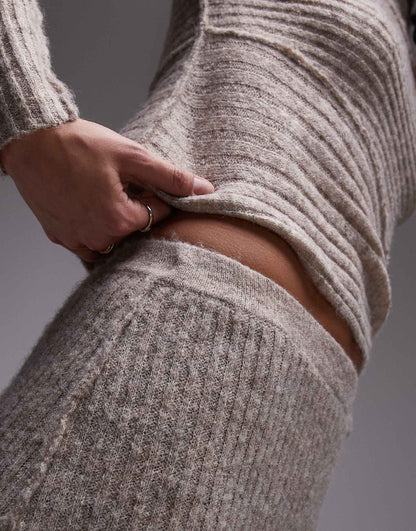 Knitted Co-Ord Skirt With Asymmetric Hem