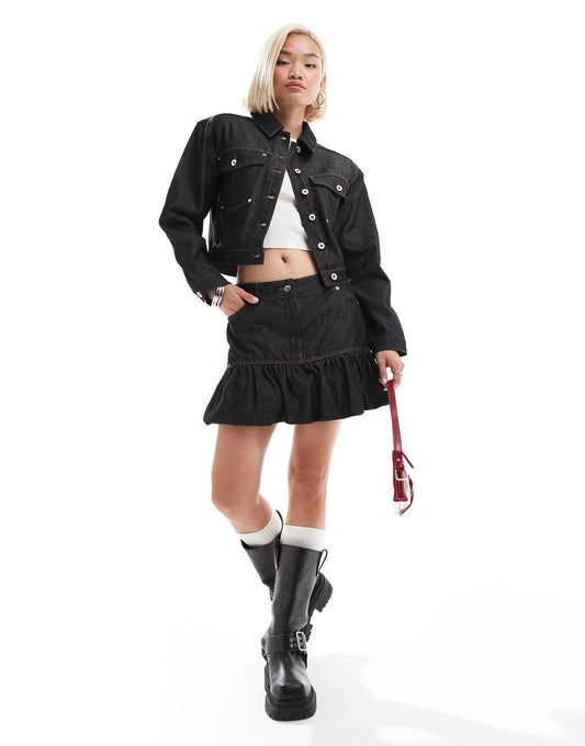 Cropped Denim Jacket Co-Ord
