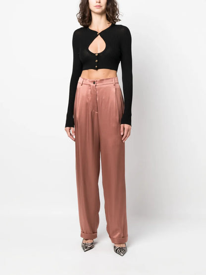Wide-Leg Satin Trousers