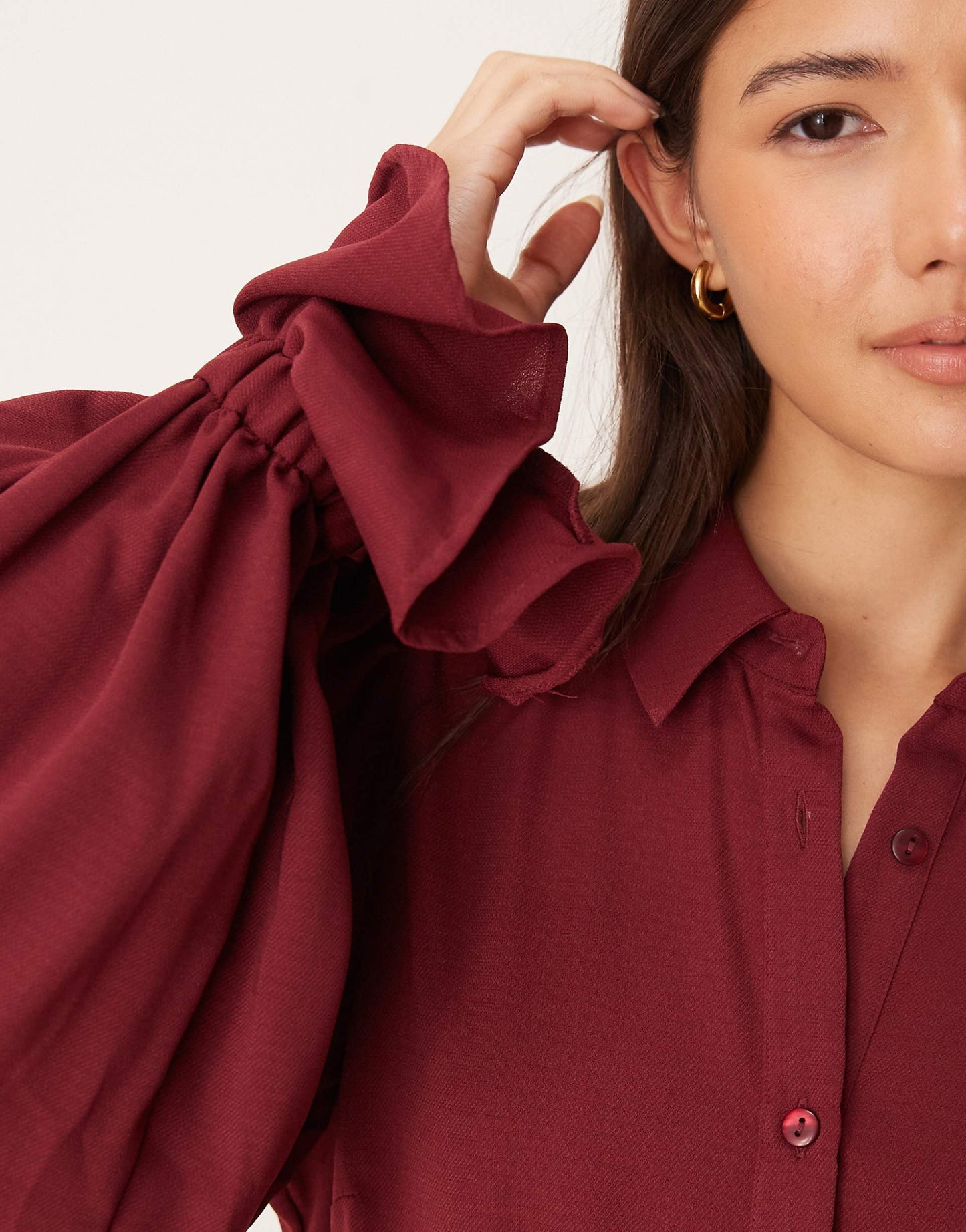 Volume Sleeve Ruffle Soft Cuff Shirt