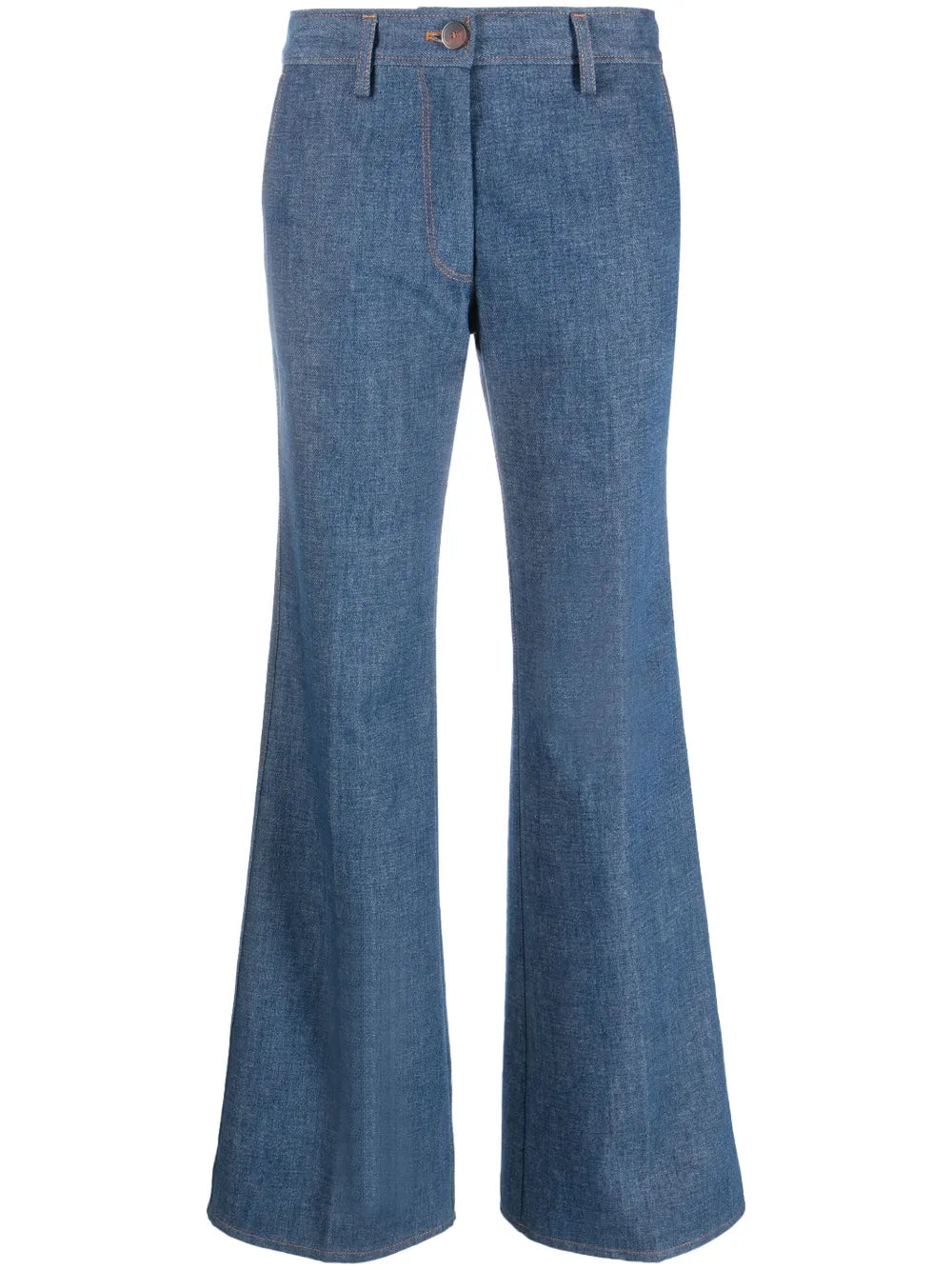 Mid-Rise Cotton Flared Jeans
