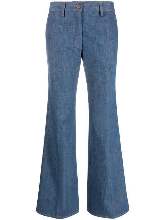 Mid-Rise Cotton Flared Jeans