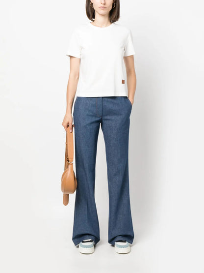 Mid-Rise Cotton Flared Jeans