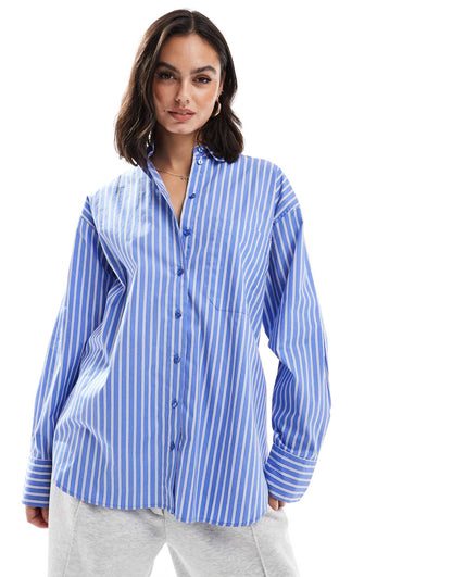 Oversized Shirt Blue & White Stripe