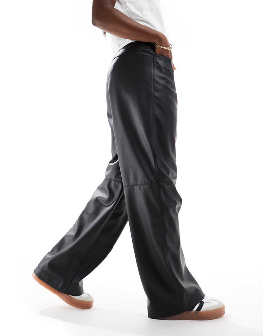 Faux Leather Wide Leg Trouser