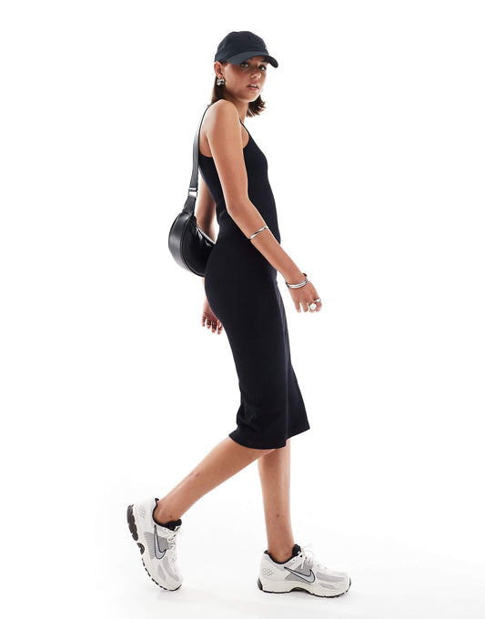 Ribbed Base Racer Midi Dress