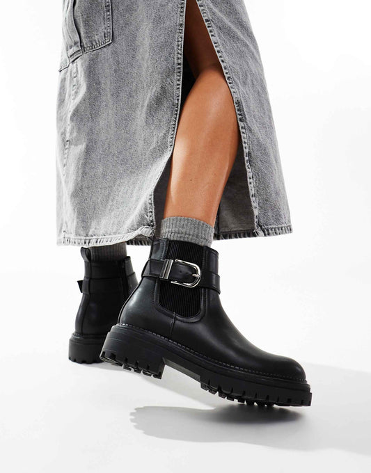 Amari Chunky Ankle Boots With Buckle