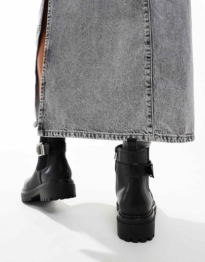 Amari Chunky Ankle Boots With Buckle
