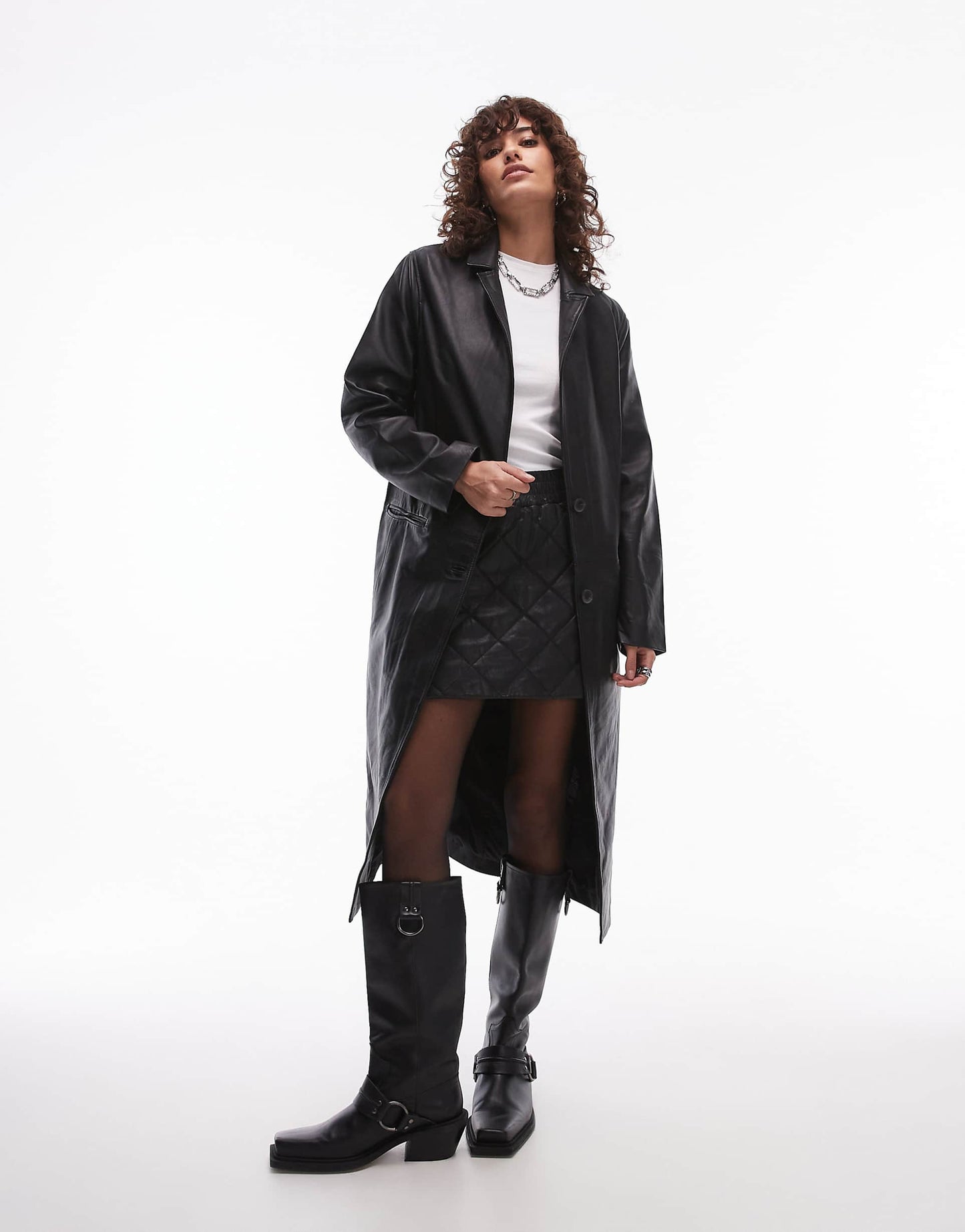 Aire Long Leather Coat