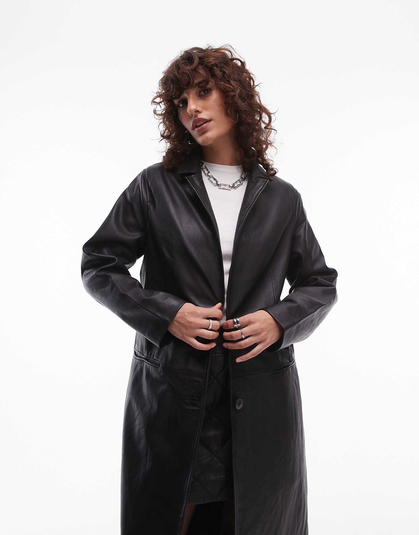 Aire Long Leather Coat