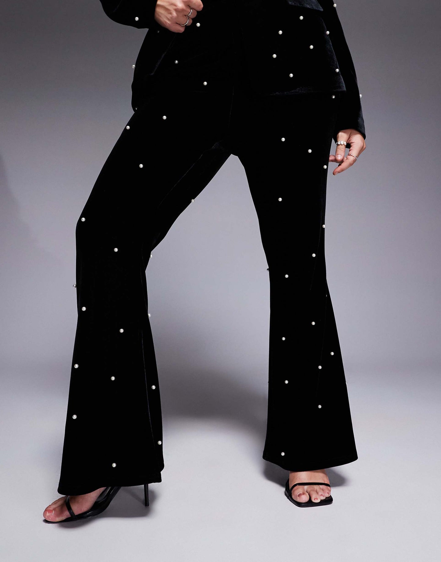 Curve Velvet Co-Ord Trouser With Pearl Embellishment