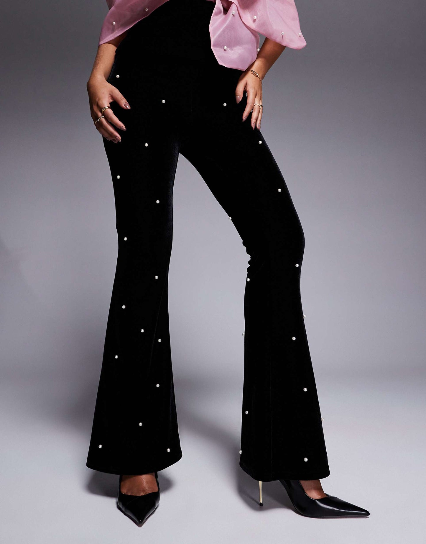 Velvet Co-Ord Trouser With Pearl Embellishment