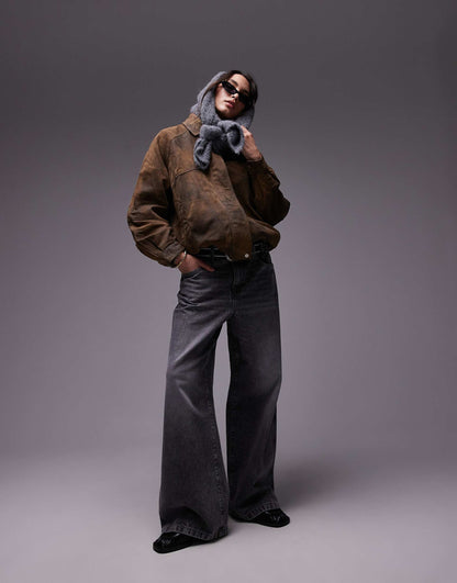 Premium Real Leather Oversized Bomber Jacket