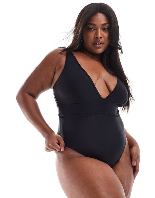 Curve Swimsuit With Deep Band/ Belt