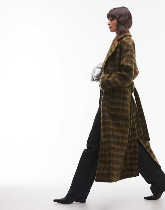 Brushed Check Formal Coat