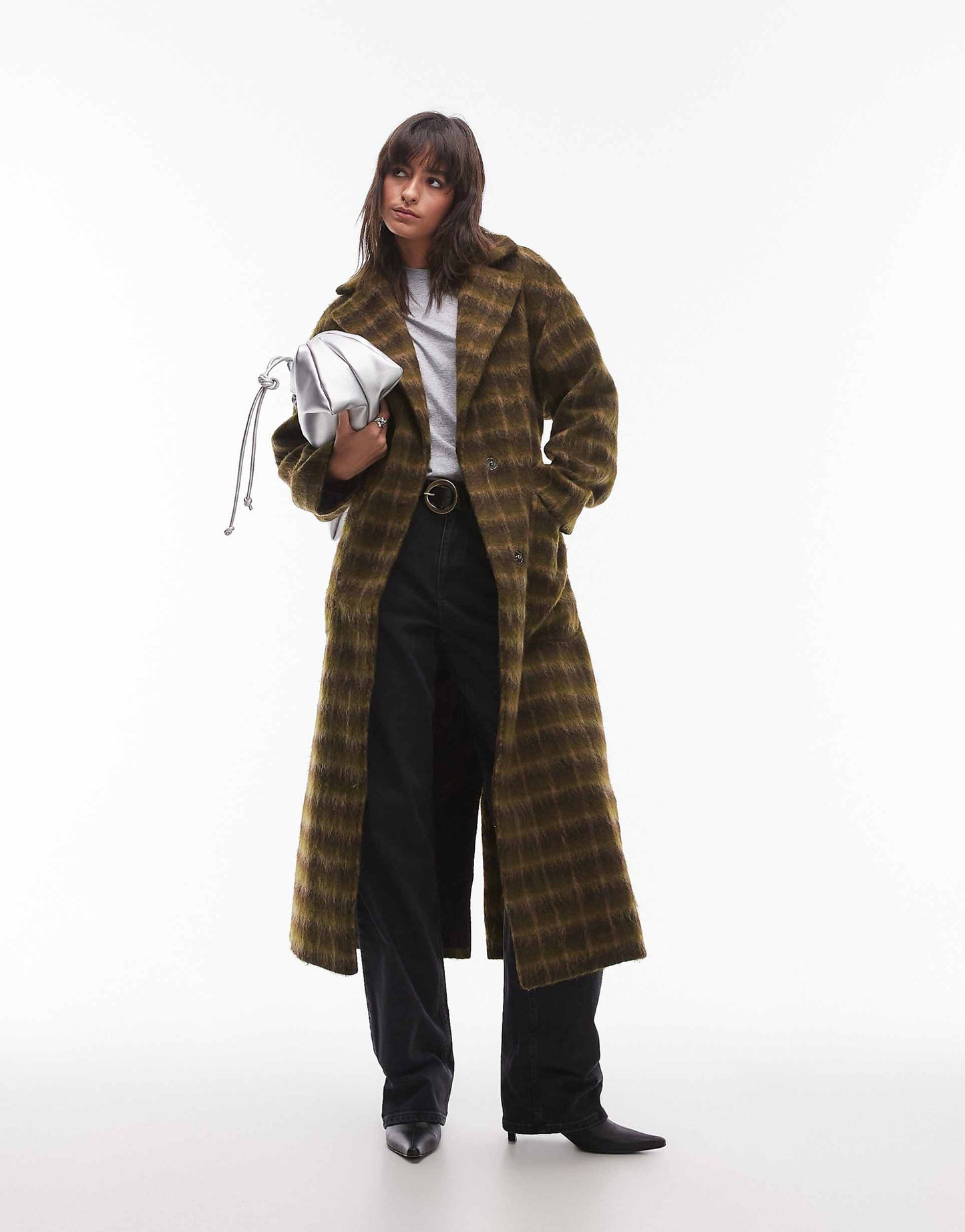 Brushed Check Formal Coat