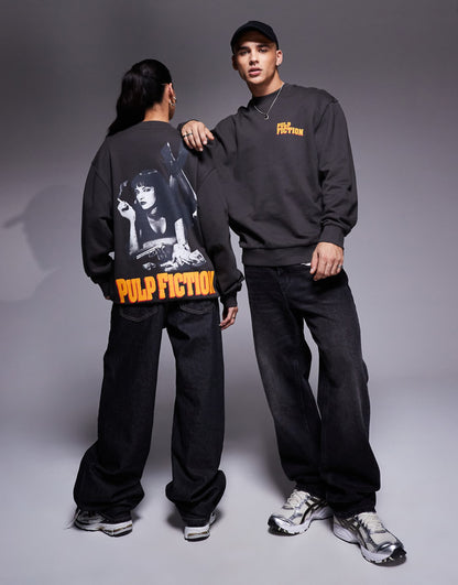 Unisex Oversized Sweatshirt With Pulp Fiction Prints