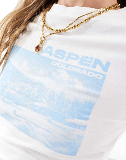 Baby Tee With Ski Print