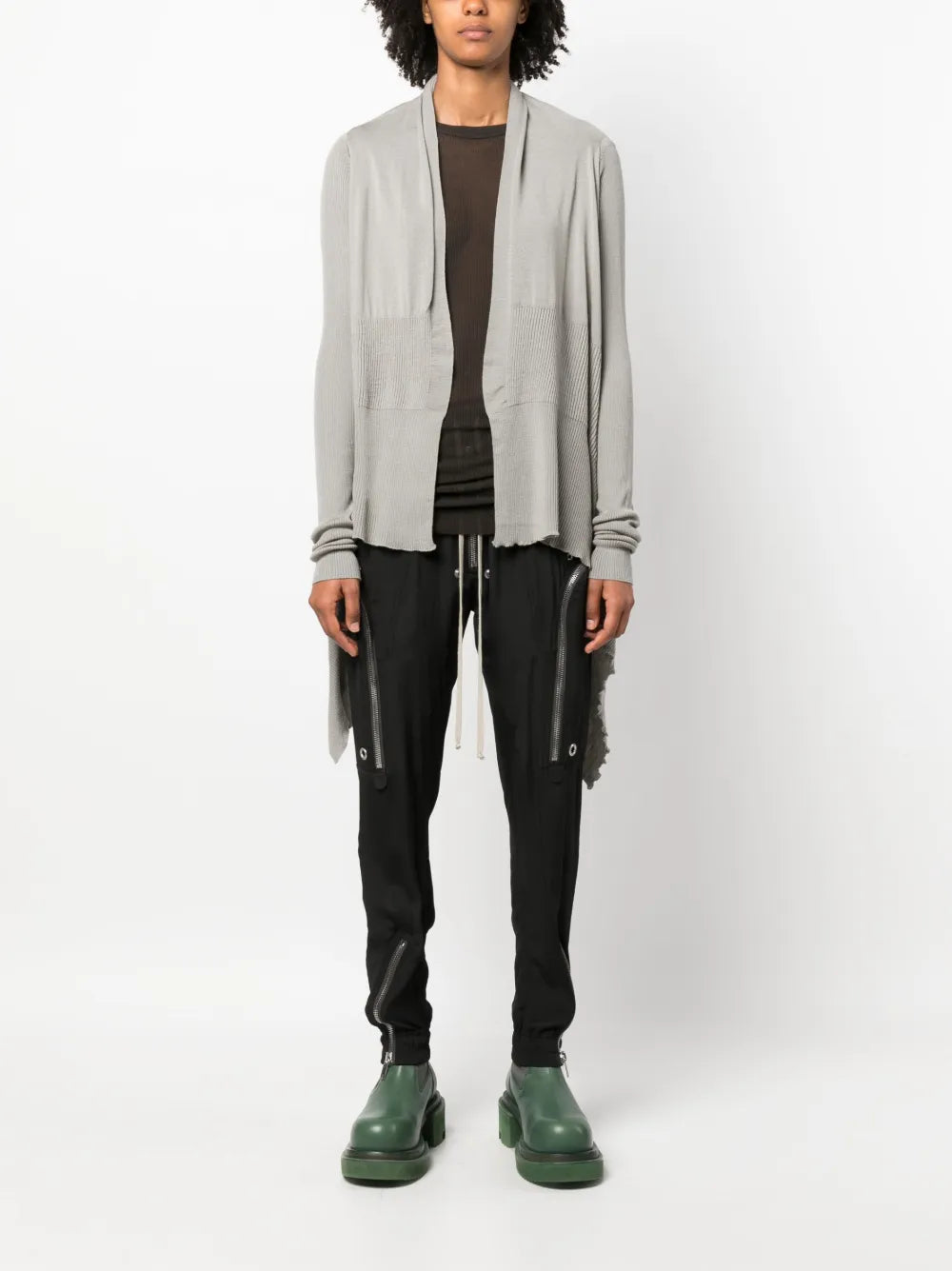 Asymmetric Virgin-Wool Cardigan
